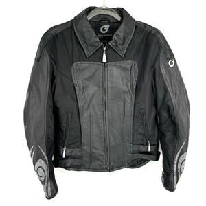Hein Gericke‎ Motorcycle Jacket Size 10 Black Embroidered Logo Leather Biker